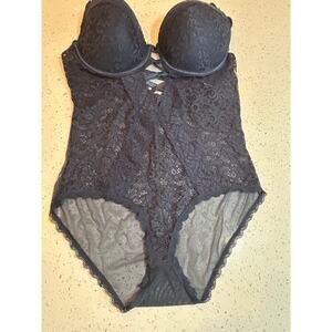 Rachael Roy Lace Bodysuit - Navy Blue - Women's 1X - Stunning!